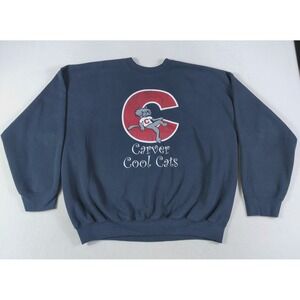 Vintage Gildan Sweatshirt Men 2XL Black Carver Cool Cats School Greenville Texas